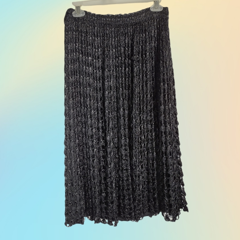 Heiser Egan True Vintage Rare Indian Crochet Skirt , black , sz small